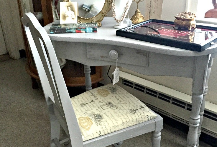 Gray Chalk Painted Vanity and Chair