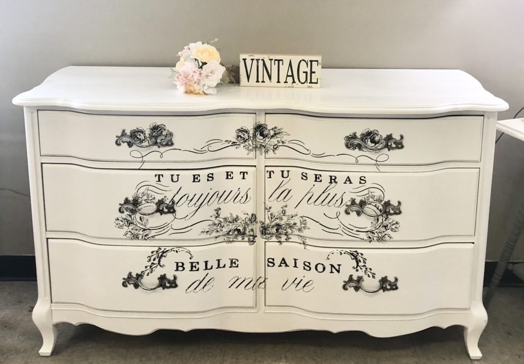Antique White Refurbished Dresser With Furniture Paint - Country